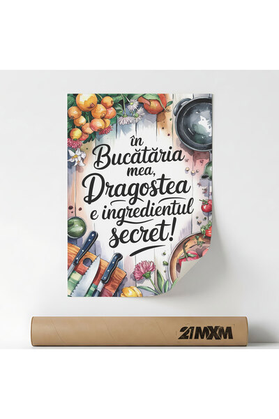 21mxm Poster 'Dragostea este incredientul secret' Pe Panza Mata – Design Mini...
