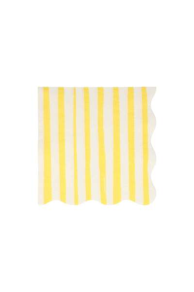 Meri Meri - Yellow Stripe Napkins - Sarı Çizgili Peçete - L- 16'lı