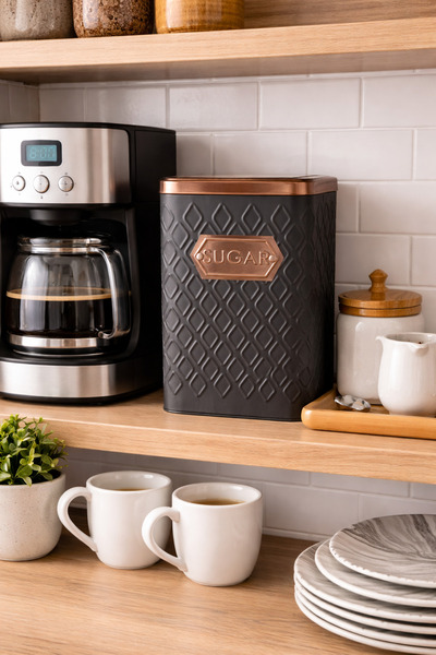 Arma House 1 Piece Seersucker Gray & Bronze Candy Jar 1.5 Lt