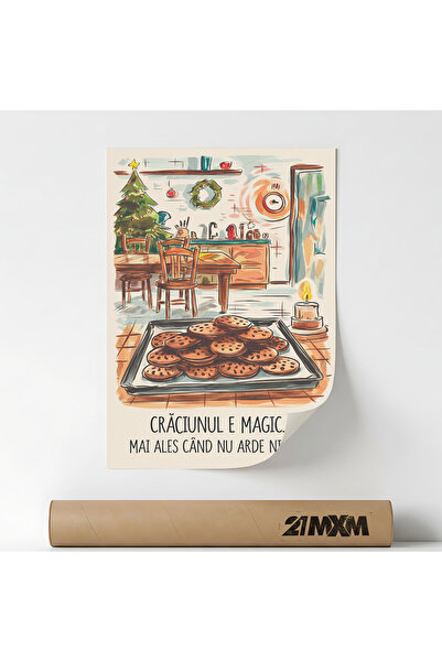 21mxm Poster 'Craciunul e Magic' Pe Panza Mata – Design Minimalist Bucatarie,...