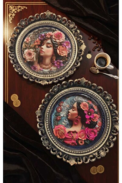 xirshop Sunum Tepsisi El Yapımı Lüks Klasik Desenli Kahve & Çay Sunum Tepsisi...