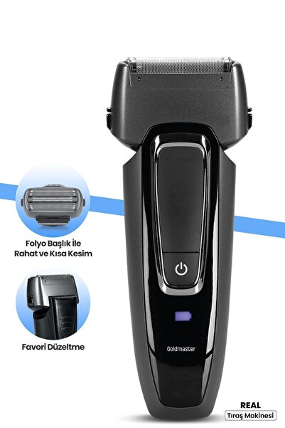 GOLDMASTER Real Islak Kuru Paslanmaz Çelik Hızlı Şarjlı Sakal Ve Favori Şekil...