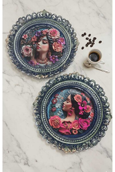 xirshop Sunum Tepsisi El Yapımı Lüks Klasik Desenli Kahve & Çay Sunum Tepsisi...