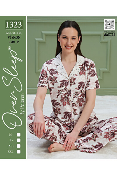 OVERSLEEP Ženska pidžama sa prednjim kopčanjem i kratkim rukavima