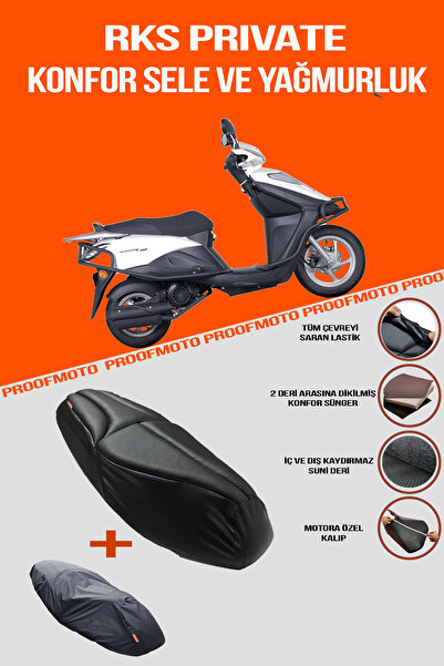 PROOFMOTO غطاء مقعد RKS Private 125 كونفور وغطاء واقي من المطر