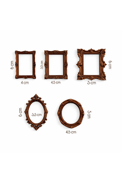 LushCo 5’li Minyatür Kahverengi Çerçeve - Dollhouse, Diorama, Museum of Us iç...