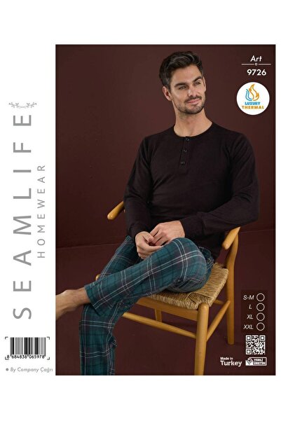 seamlife Set de pijamale termice moi cu mâneci lungi pentru bărbați