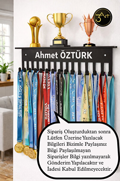 3art Metal Kişiye Özel İsimli Madalya Askılığı – Özel Tasarım Metal Madalyalık