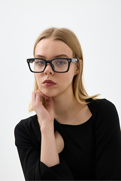 Chunky Frame نظارات نسائية مربعة الشكل بإطار أسود من ليناس مع فلتر الضوء الأزرق