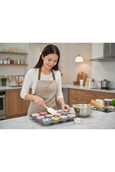 Trend Home Life 300 Adet Muffin Cupcake Kağıdı, Renkli Kağıt Muffin Kek Kalıbı Desenli