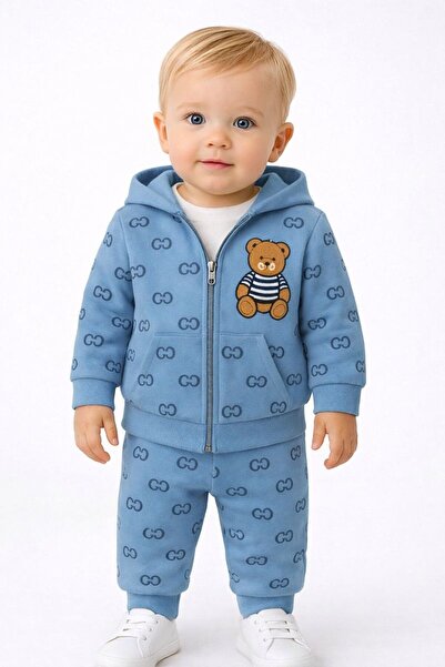 RAPAPA Baby 3-Piece Set – Hooded Zippered Cardigan + Printed T-Shirt + Sweatp...