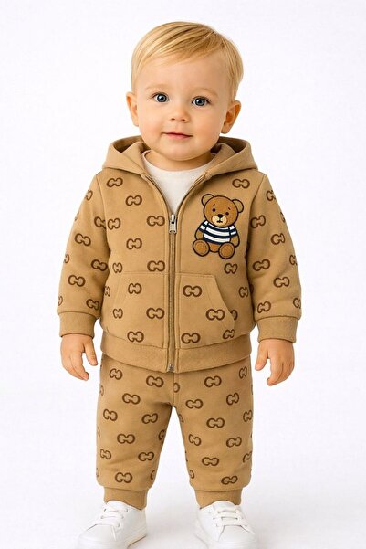 RAPAPA Baby 3-Piece Set – Hooded Zippered Cardigan + Printed T-Shirt + Sweatp...