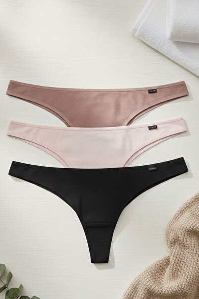 Cotpark Pachet de 3 chiloți bikini pentru femei din bumbac brazilian - 4118