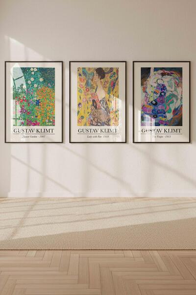 Buka Shops Gustav Klimt Sanat Koleksiyonu: 3'lü Küratörlü Tablo Seti Çerçevel...