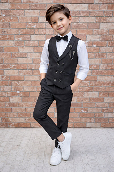 HAYTA Çocuk Yelek Takım Gömlekli Set 0-1yaş - 14yaş Silver Füme