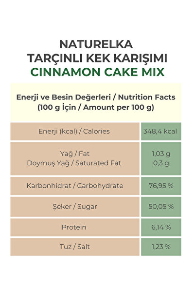 Naturelka Glutensiz Tarçınlı Kek Karışımı 250 Gr