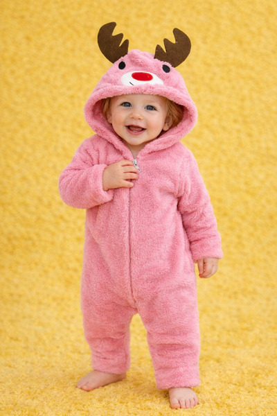 Chicsy Baby Kışlık tatlı Bebek Peluş Astronot Tulum Kapüşonlu Geyik Figürlü, ...