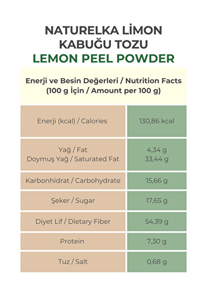 Naturelka Limon Kabuğu Tozu 50 Gr