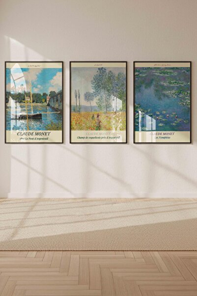 Buka Shops Claude Monet 3'lü Çerçeveli Tablo Setii Çerçeveli Renk Seçenekli