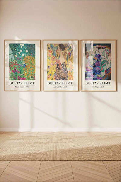 Buka Shops Gustav Klimt Sanat Koleksiyonu: 3'lü Küratörlü Tablo Seti Çerçevel...
