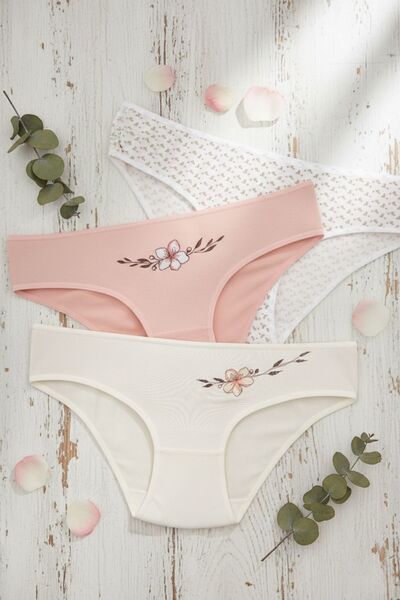 Cotpark Chiloți bikini de bază din bumbac pentru femei, pachet de 3 4145