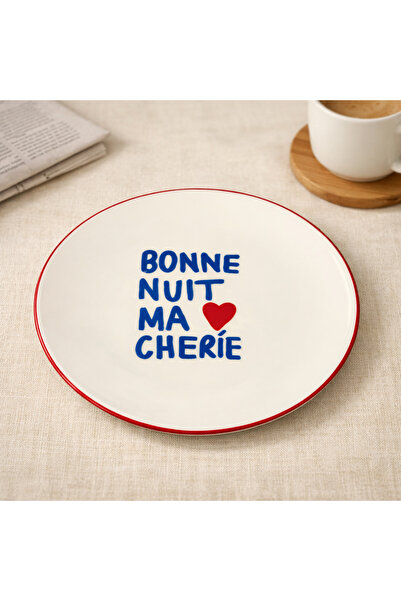 Evidea Kitchen Bonne Nuit Ma Cherie Porselen Pasta Tabağı - Renkli - 19 cm