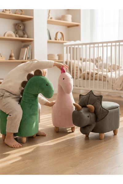 zooturak Dinozor Ailesi Diplodocus ve Triceratops sandıklı ve sandıksız puflar