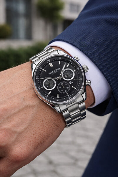 Tom Jones Yeni Sezon Gümüş Renk Çelik Kordon Erkek Kol Saati 3 Atm Su Geçirme...
