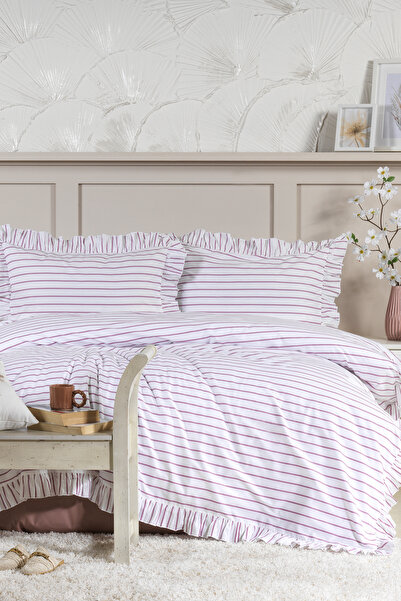 Elart طقم غطاء لحاف لارا مزدوج مع ملاءة مطاطية 100% قطن رانفورس مع كشكشة (200...