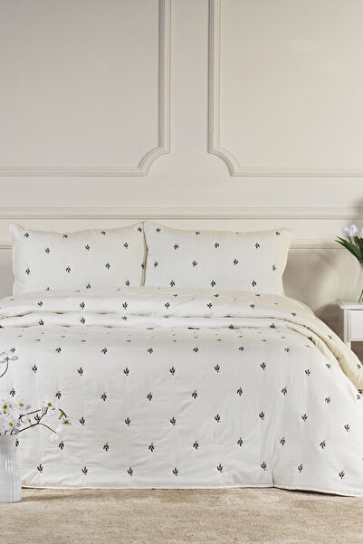 Elart Larissa Bedspread Set Double Size Embroidered (220X240 cm) Black