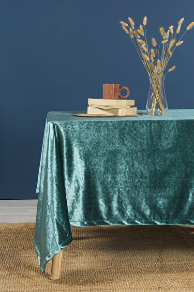 Elart Velvet Tablecloth Rectangular (150X220 cm) Petrol