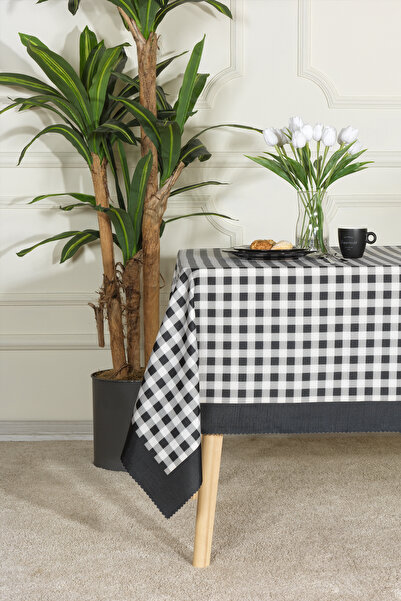 Elart Plaid Tablecloth Digital Printed (160X220 cm) Black