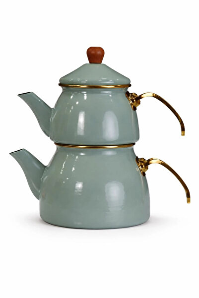PR HOME Soft Green Gold Model Enamel Teapot