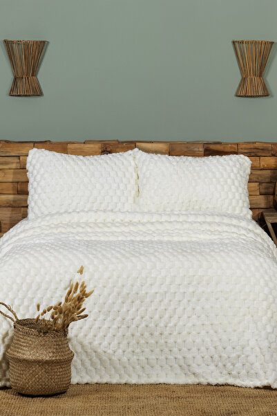 Elart Polen Blanket Set Double Size Wellsoft 3 Pieces (230X250 cm) Ecru