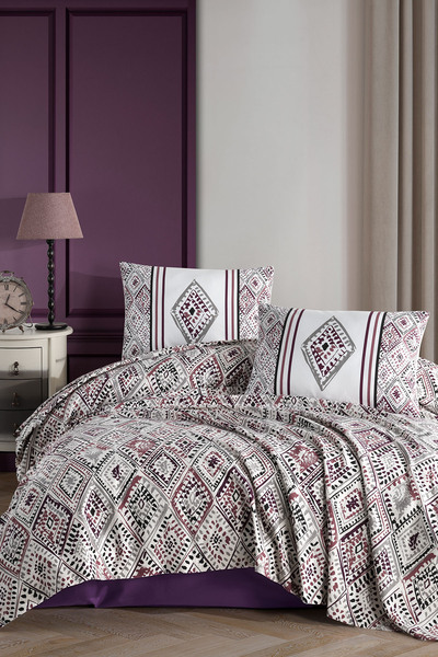 Elart طقم بيكيه مزدوج من التويل (200x220 سم) برقوقي