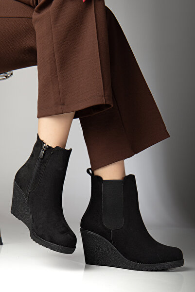 guijarro Lüks Kadın Krep Taban Lastikli ve Fermuarlı Dolgu Topuk Bot & Bootie...