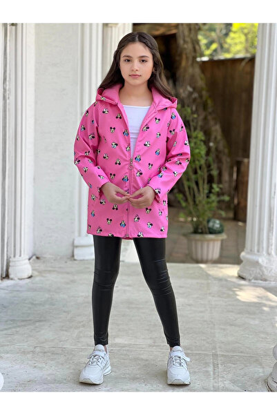 DUDOR KİDS Trench pentru fete roz rezistent la apa si vant-Pelernita de ploai...