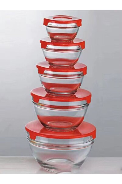 China Made Set de 5 boluri din sticlă cu capace
