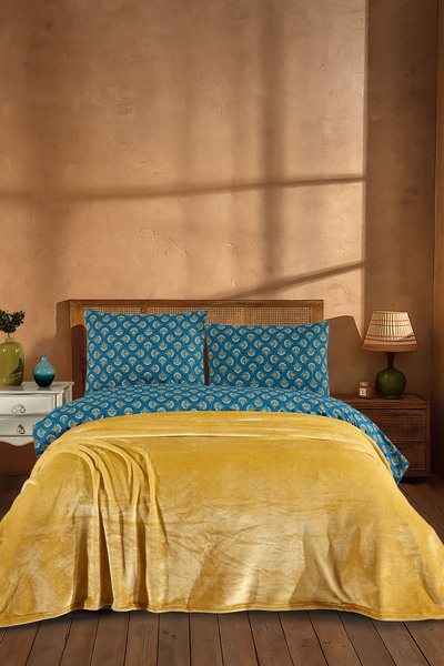 Elart بطانية كاليندا مفردة (160x220 سم) خردلية