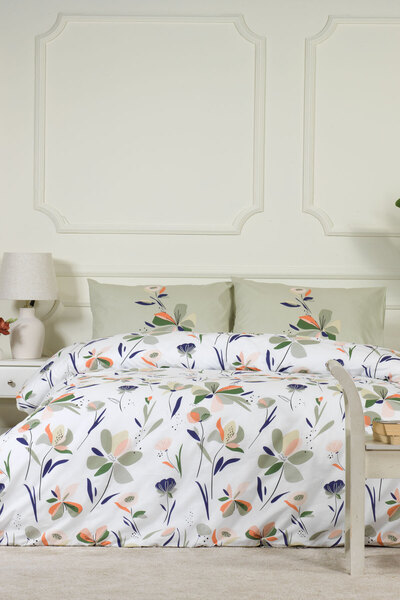 Elart Mary Duvet Cover Set Double Size 100% Cotton Ranforce Fitted Sheet (200...