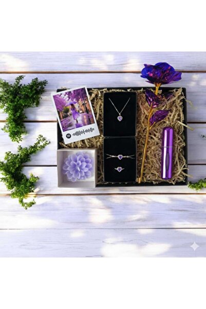 MARMORİ MOR KALPLİ KOLYE BİLEKLİK YÜZÜK KİŞİYE ÖZEL FOTOGRAF MUM SEVGİLİ HEDİ...