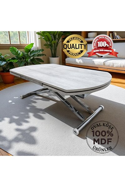 SEHPAM AKILLI Yan Baştan Açılır Yarı Oval Akıllı Yemek Masası Mdf Tabla Alt M...