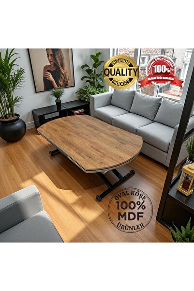 SEHPAM AKILLI Yan Baştan Açılır Yarı Oval Akıllı Yemek Masası Mdf Tabla Alt M...