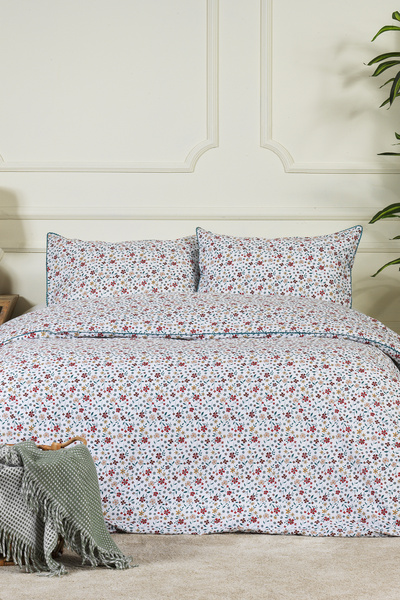 Elart Aria Duvet Cover Set Double Size Fitted Sheet 100% Cotton Ranforce Lace...