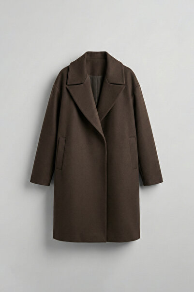 ablukaonline Unisex Oversize Stamp Coat Brown