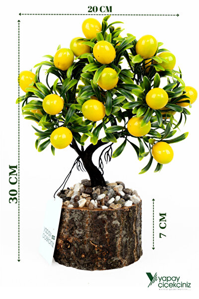 Artificial Bonsai Tree in Stone Detailed Wood Flower Pot