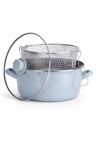 PR HOME Enamel Glass Covered Frying Pan 24 cm Soft Green