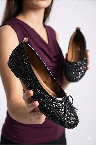 StWenn Glittery Sequined Mary Jane Ballet Shoes with Stylish Buckle and Ortho...