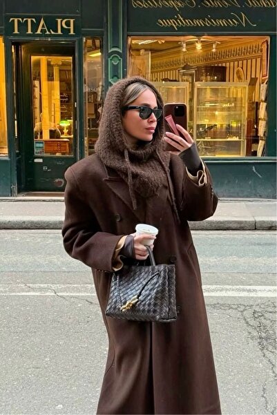 Lavian Accessories Düğmeli Acı Kahve Balaclava Bere