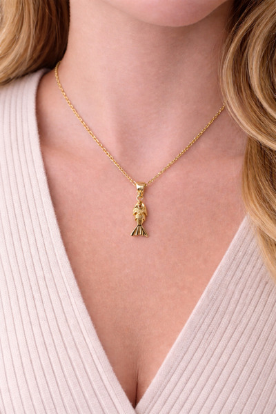 divakse Steel Necklace Zircon Stone Movable Fish Model